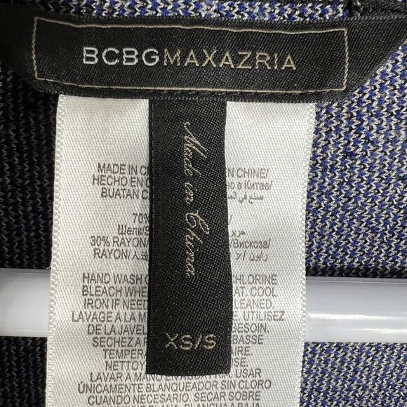 BCBGMAXAZRIA Womens XS/S Blue Black Artsy Waterfall Cardigan 70% Silk Soft Girl - Picture 14 of 15